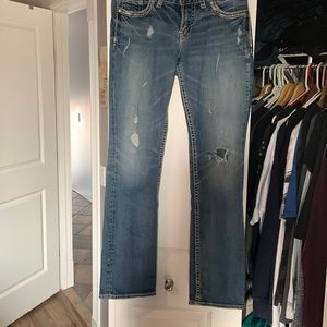 Light blue silver jeans